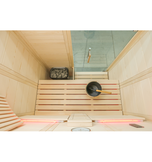 Harvia Alaska Mini Infra+ | Massivsauna Infrarot Fichtenholz Innensauna Bausatz | 160 x 110 x 204 cm (B/T/H)