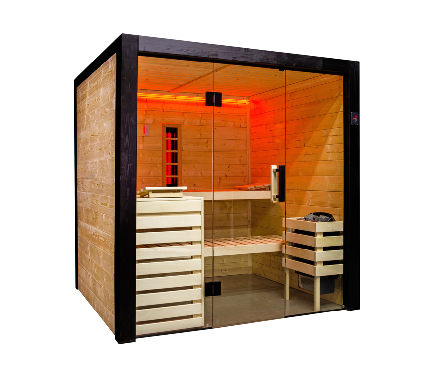 Harvia Family Infra Large Komplettset | Fichtenholz Innensauna Bausatz | 196 x 189 x 204 cm (B/T/H)