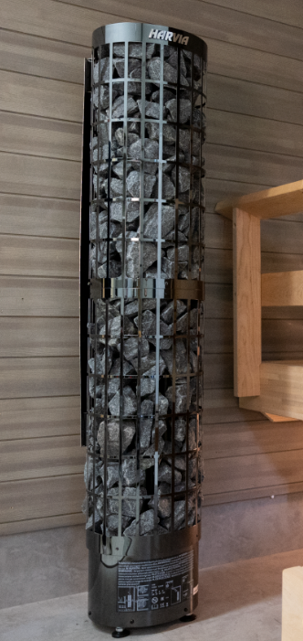 Harvia Cilindro E | Sauna Elektroofen benötigt externe Steuerung | 6,6 kW / 6.8 kW / 9 kW | PC66E black / PC70E black / PC90E black