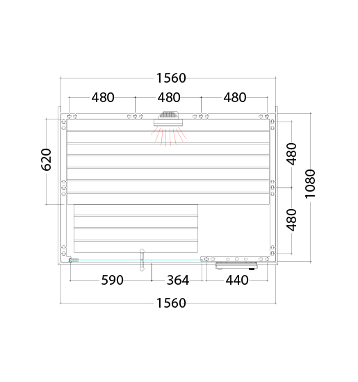Harvia Alaska Mini Infra+ | Massivsauna Infrarot Fichtenholz Innensauna Bausatz | 160 x 110 x 204 cm (B/T/H)