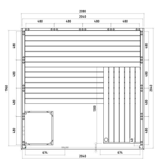 ہارویا الاسکا ویو | ٹھوس سونا سپروس لکڑی اندرونی سونا کٹ | 208 x 206 x 204 سینٹی میٹر (W/T/H)
